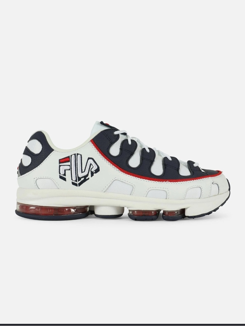 Left side shoe Fila sz 11 Men's Casual Lace-Up Sneakers - White, Navy & Red